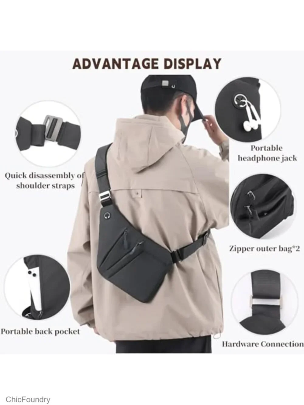 RFID Anti-Theft Travel Crossbody Bag Sling Purse for Women Men Waterproof